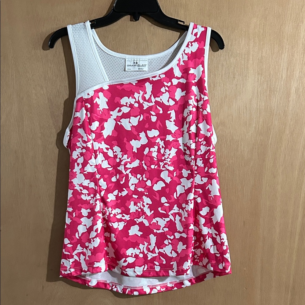 NWT Grand Slam Pink & White Athletic Tank with Mesh Yoke